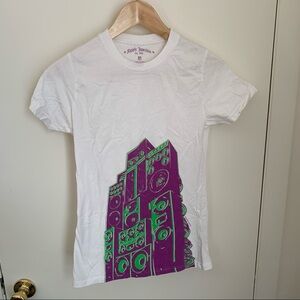 Vintage Speakers tshirt neon green and purple